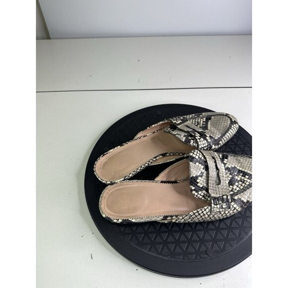 J.Crew Academy Embossed Leather Snakeskin Penny Loafer Mules Size 7 - Picture 3 of 9